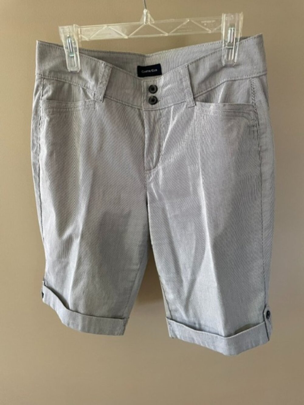 Women's Charter Club Dress Shorts in gray & White pin Stripe, size 8